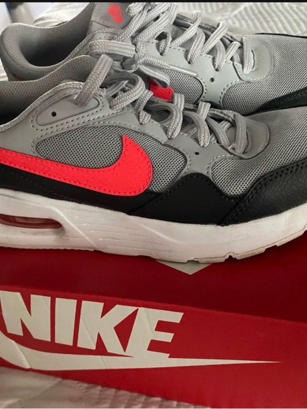 Nike Womens Grey/Black Sneakers with Bright Coral Swoosh